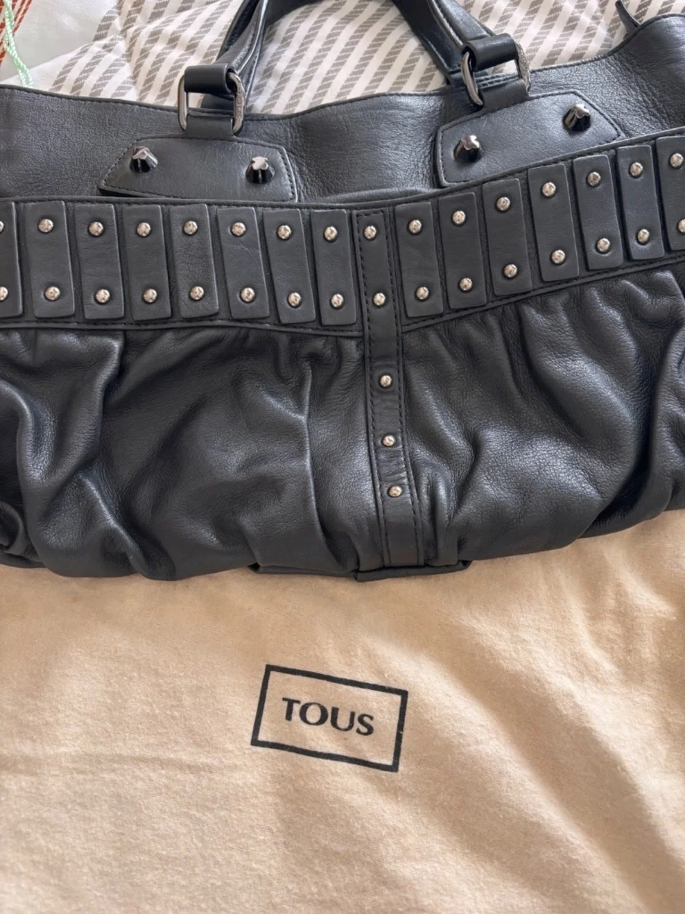 TOUS Studded Leather Bag Black
